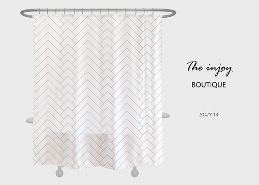 Minimalist White Grey Stripe Simple Wavy Shower Curtain - Heavy Duty Fabric for Modern Bathroom Decor