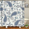 Minimalist and Chic White and Blue Floral Bohemian Shower Curtain