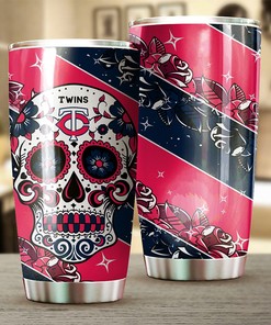Minnesota Twins Cool Skull Graphics MLB Tumbler - Baseball Tumbler
