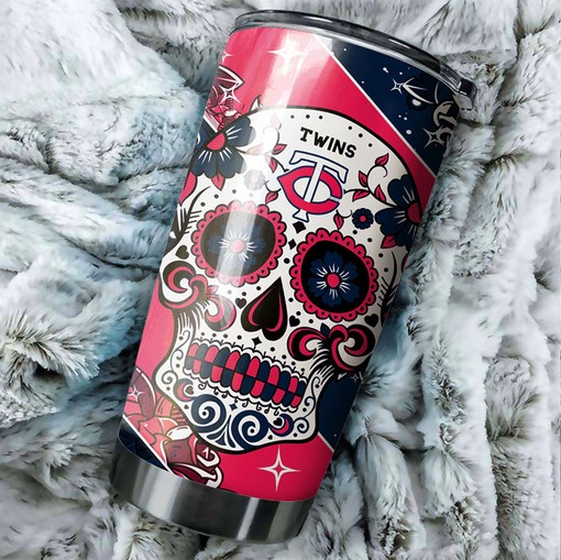 Minnesota Twins Cool Skull Graphics MLB Tumbler - Baseball Tumbler - Image 2