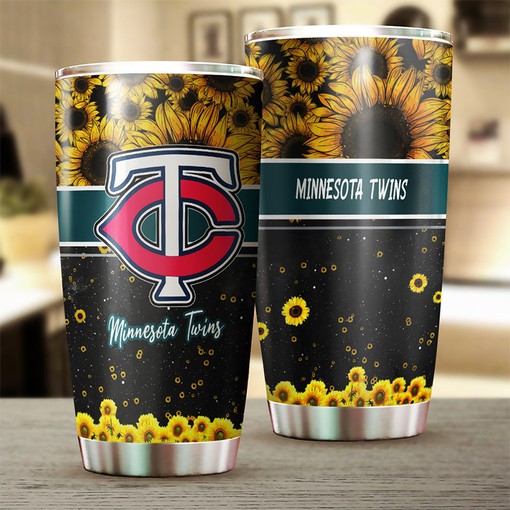 Minnesota Twins MLB Tumbler with Beautiful Sunflower Design and Custom MLB Logo - Image 2