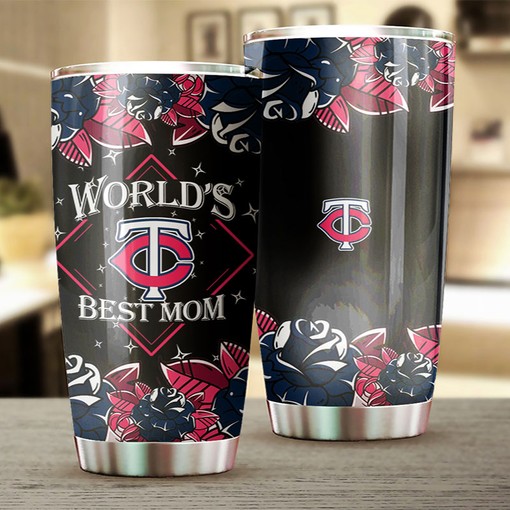 Minnesota Twins Sunflower MLB Tumbler for World's Best Moms with Engraving and Logo - Image 2