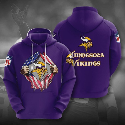 Minnesota Vikings 3D Zipper Front Hoodie with All Over Print