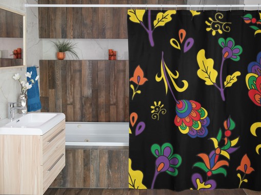 Mod Boho Flower Shower Curtain, 70's Retro Bathroom Accessory - Image 4