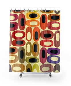 Mod Colorful Abstract Ovals Shower Curtain - Mid Century Modern Design for Bathroom Decor