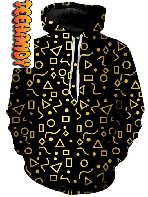 Mod Gold Shapes Unisex Geometric All Over Print 3D Hoodie with Design