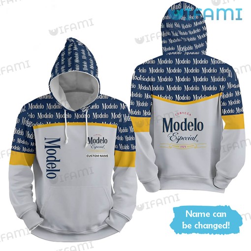 Modelo Custom Name Text Pattern All Over Print 3D Hoodie - Unique Beer Lovers Gift