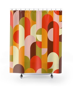 Modern Abstract Art Mid Century Retro Shower Curtain: Perfect for Your Bathroom Upgrade