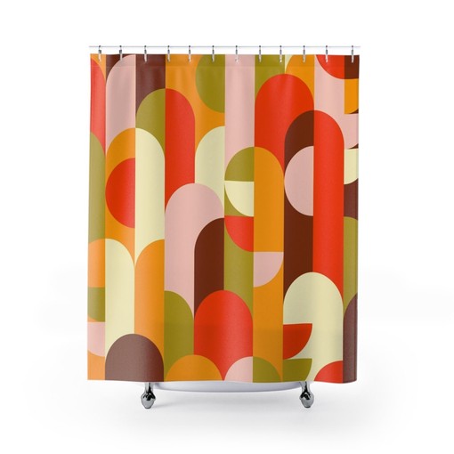 Modern Abstract Art Mid Century Retro Shower Curtain: Perfect for Your Bathroom Upgrade