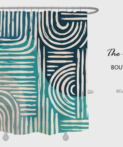 Modern Abstract Blue Shower Curtain, Extra Thick Polyester Fabric Curtains with Hooks, Customizable Bath Decor