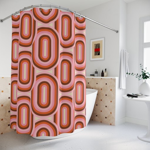 Modern Abstract Geometric Shower Curtain: Perfect for Your Mid Century Bathroom - Image 2