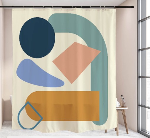 Modern Abstract Shower Curtain - Bathtub Curtain with Custom Sizes Available - Image 2