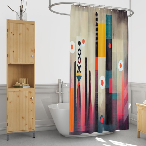 Modern Abstract Shower Curtain for Minimalist Bathrooms - Image 2