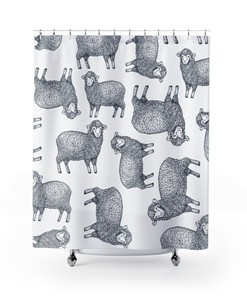 Modern Animal Lover Gift Lamb Farm Animals Shower Curtain