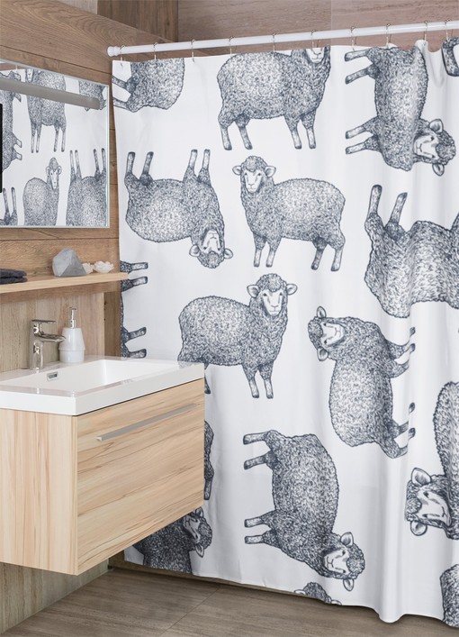 Modern Animal Lover Gift Lamb Farm Animals Shower Curtain - Image 3