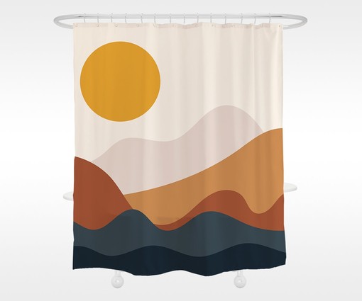 Modern Art Desert Sunset Shower Curtain - Waterproof and Customizable Size for Your Bathroom Decor