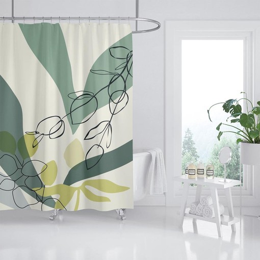 Modern Art Leaf Pattern Shower Curtain - Elegant and Easy Way to Update Your Bathroom Decor - Image 2