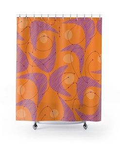 Modern Art Print Retro Shower Curtain: Funky Housewarming Gift Idea
