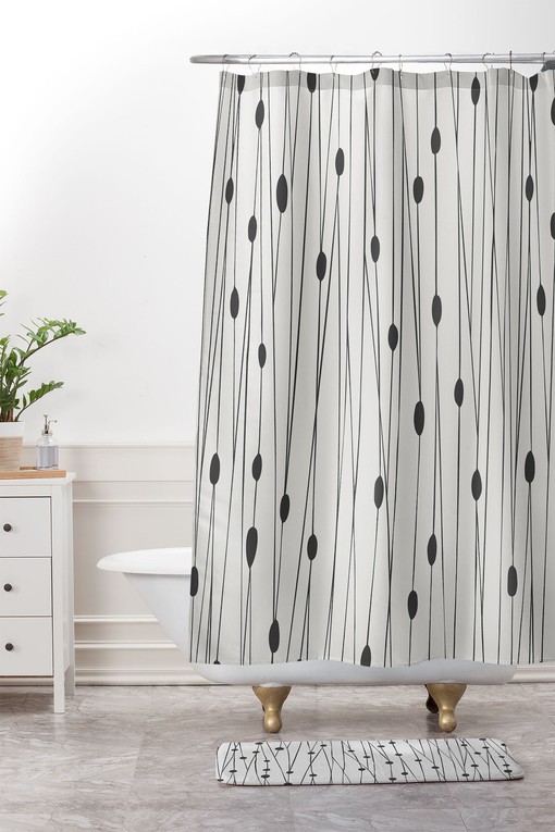 Modern Beige Minimalist Shower Curtain for Luxury Bathrooms