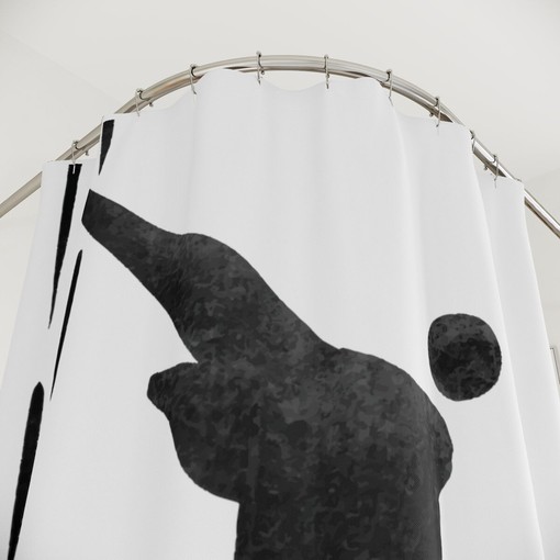Modern Black And White Geometric Abstract Shower Curtain, Designer Minimalist Curtain - Image 4