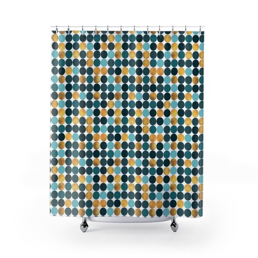 Modern Black and White Shower Curtain for Dorm Room and Bathroom Decor