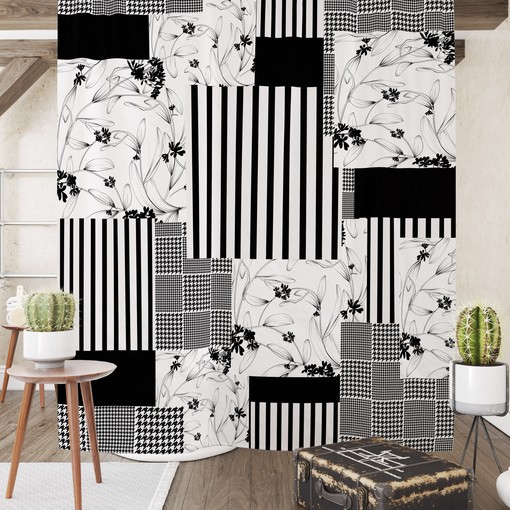 Modern Black and White Shower Curtain with Chic Bath Accessories for Contemporary Bathroom Decor - Image 3