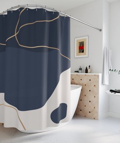 Modern Blue Gold Minimalist Mint Home Art Boho Abstract Pattern Shower Curtain