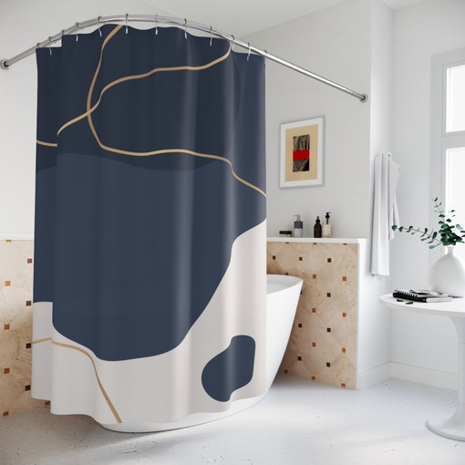Modern Blue Gold Minimalist Mint Home Art Boho Abstract Pattern Shower Curtain