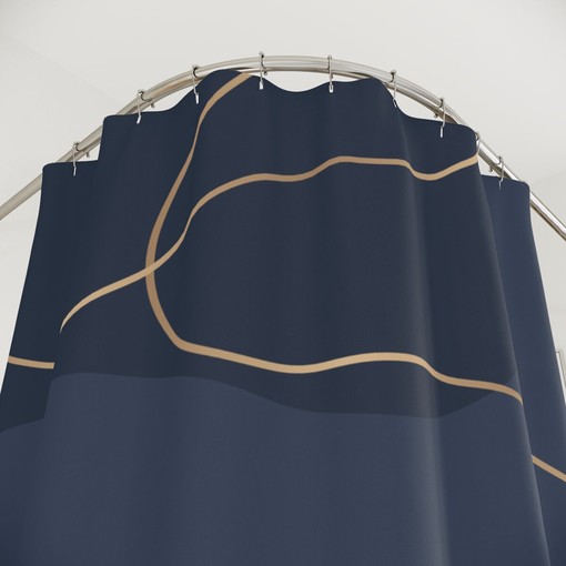 Modern Blue Gold Minimalist Mint Home Art Boho Abstract Pattern Shower Curtain - Image 4