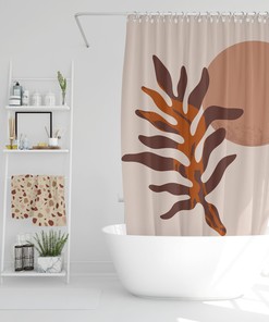 Modern Bohemian Boho Shower Curtain - Featuring Abstract Art and Minimalist Design with Waterproof Features