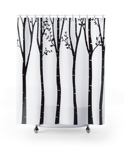 Modern Designer Tree Outline Kids Bathroom Shower Curtain