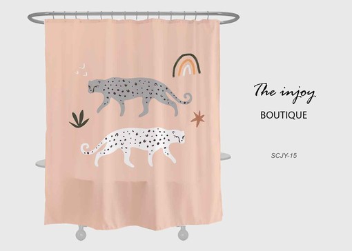 Modern Disney Gray White Leopard Pattern Shower Curtain, Pink Touches for Stylish Bathroom Decor, Custom Sizes Available