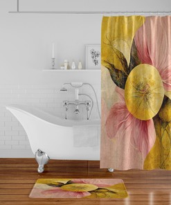 Modern Floral Abstract Shower Curtain Set - Stylish Bath Set with Optional Bathroom Accessories