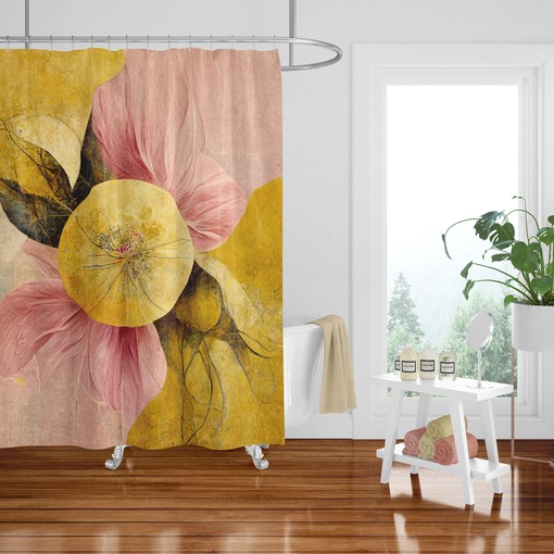 Modern Floral Abstract Shower Curtain Set - Stylish Bath Set with Optional Bathroom Accessories - Image 2