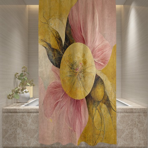 Modern Floral Abstract Shower Curtain Set - Stylish Bath Set with Optional Bathroom Accessories - Image 3