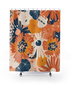 Modern Flower Print Shower Curtain for a Housewarming Gift - Trendy and Chic Bathroom Decor