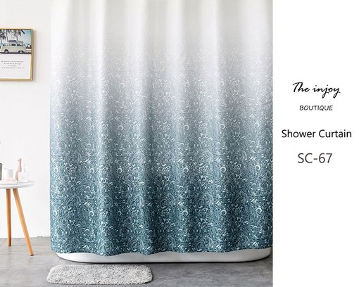 Modern Gradient Blue Polyester Shower Curtain - Elegant and Functional Addition to Your Bathroom Decor