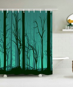 Modern Minimalist Forest Trees Print Shower Curtain