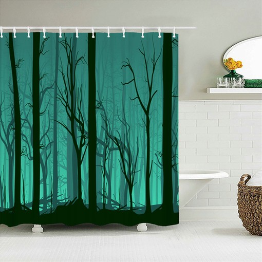 Modern Minimalist Forest Trees Print Shower Curtain