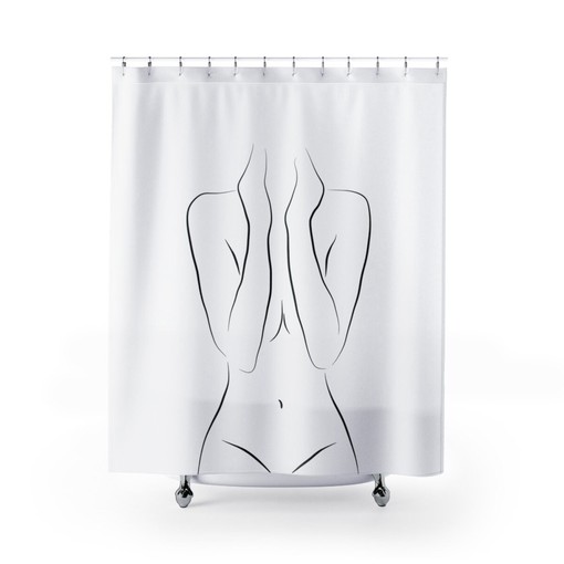 Modern Minimalist Shower Curtain with Abstract Stripe Design for Simple and Neutral Bathroom Decor - Image 3