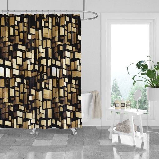 Modern Mod Blocks Abstract Shower Curtain for Creative Bath Decor