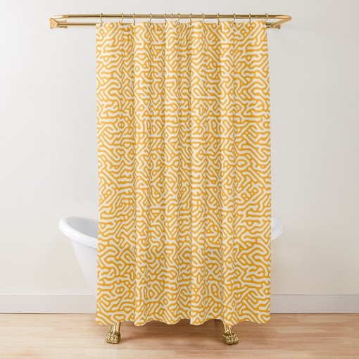 Modern Orange Shower Curtain - Abstract Boho Bathroom Decor with Eco-Friendly Material - Image 2