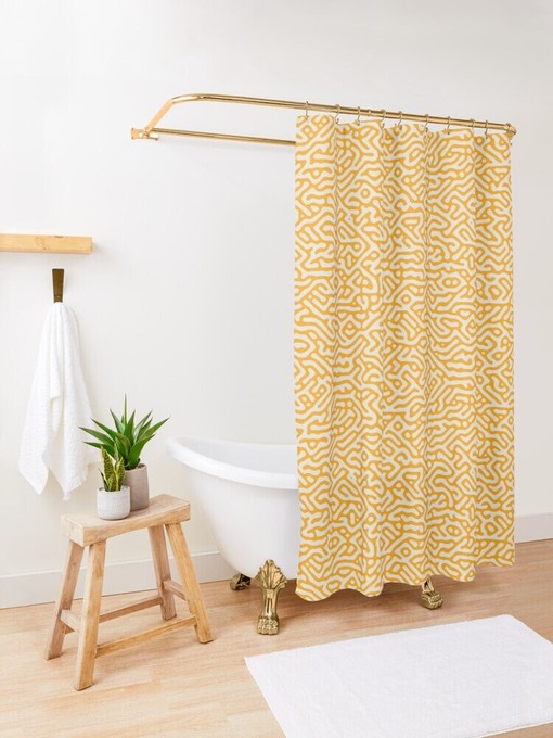 Modern Orange Shower Curtain - Abstract Boho Bathroom Decor with Eco-Friendly Material - Image 4