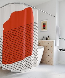Modern Pal Minimal Boho Abstract Red Circle Shower Curtain