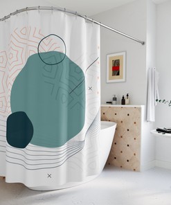 Modern Pal Minimal Japanese Boho Abstract Circles Shower Curtain
