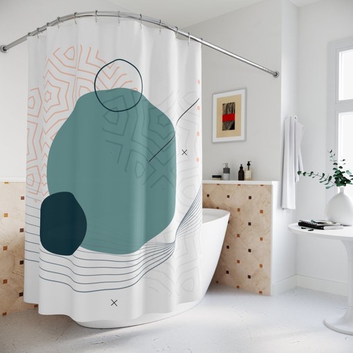 Modern Pal Minimal Japanese Boho Abstract Circles Shower Curtain