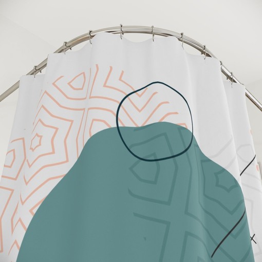Modern Pal Minimal Japanese Boho Abstract Circles Shower Curtain - Image 3