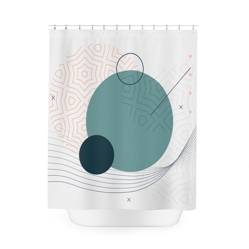 Modern Pal Minimal Japanese Boho Abstract Circles Shower Curtain - Image 4