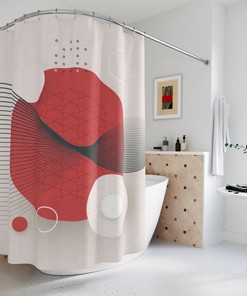 Modern Pal Minimal Japanese Contemporary Boho Abstract Circle Shower Curtain