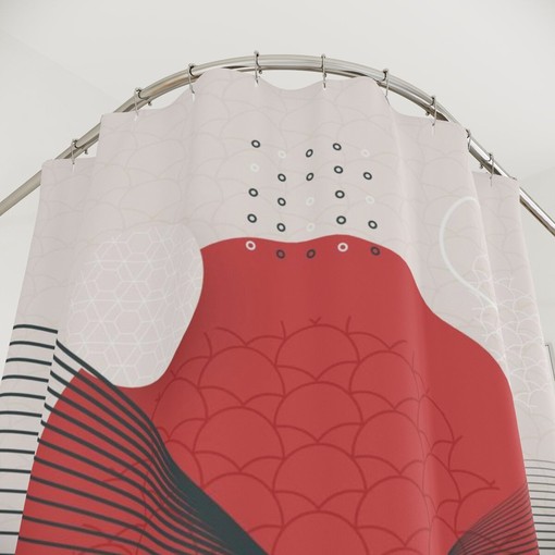 Modern Pal Minimal Japanese Contemporary Boho Abstract Circle Shower Curtain - Image 3